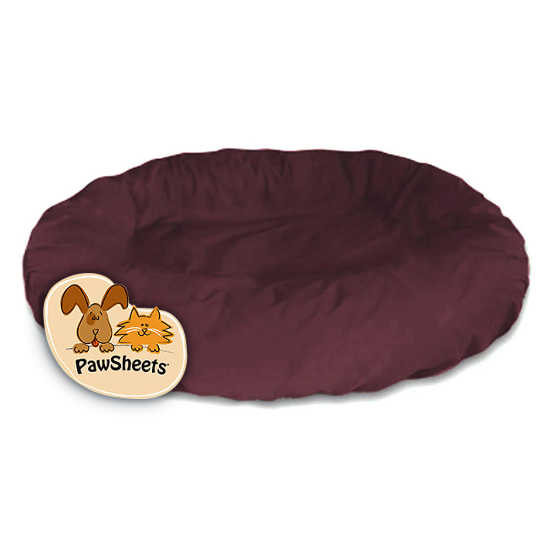 PawSheets-Oval-Burgundy-Dogbed-Sheet