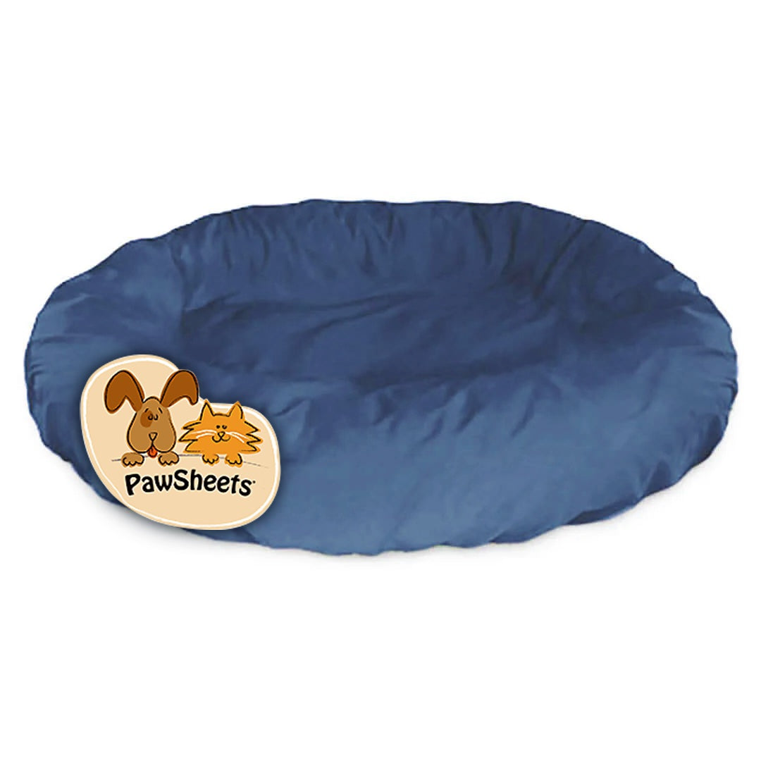 Large Navy PawSheet on Large Pet Round Dog Bed
