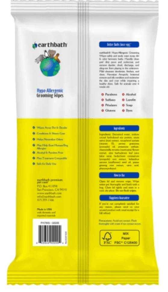 earthbath all natural wipes ingredients