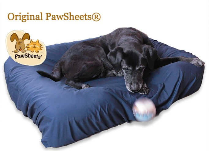 Large Navy PawSheet on Large Pet Fusion Dog Bed