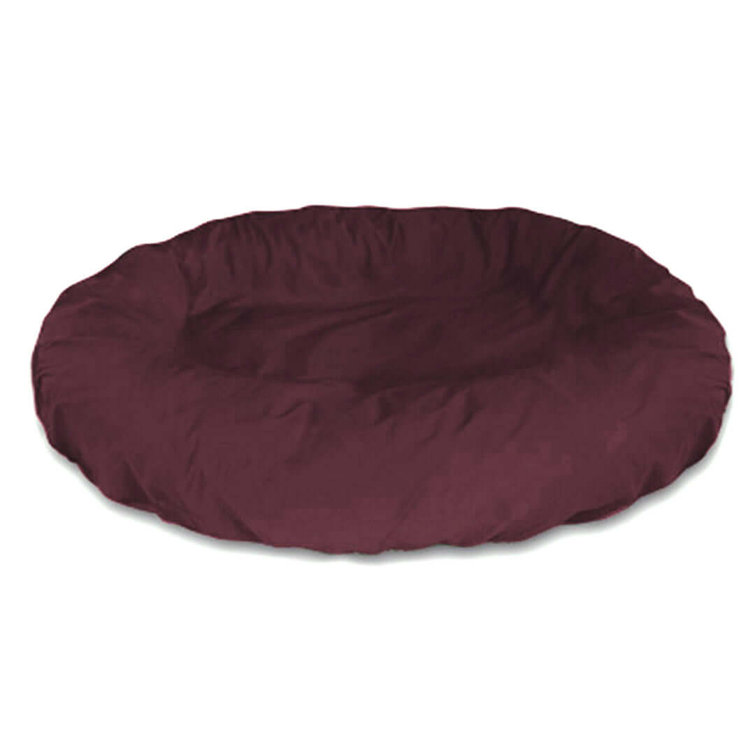 Burgundy Dog Bed Cover on Oval Bolster 