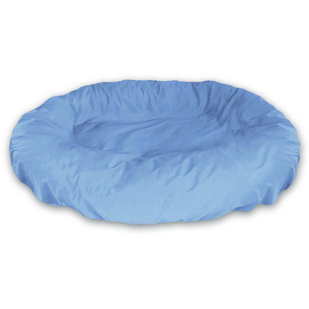 Light Blue Dog Bed Cover on Oval Bolster 